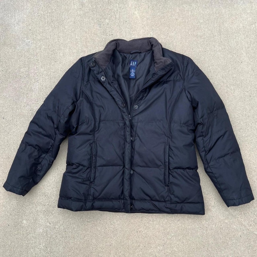 Gap Mens Black Down Puffer Jacket Quilted Winter Coat Large RN54023